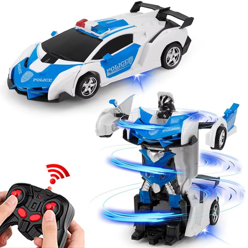 Voiture Robot 2EN1 Police Télécommandée - Bleu&Blanc