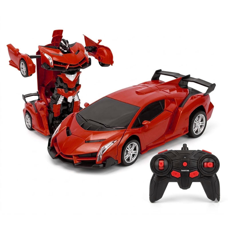 Voiture télécommandée Robot Deformed Car 2 EN 1 - Rouge