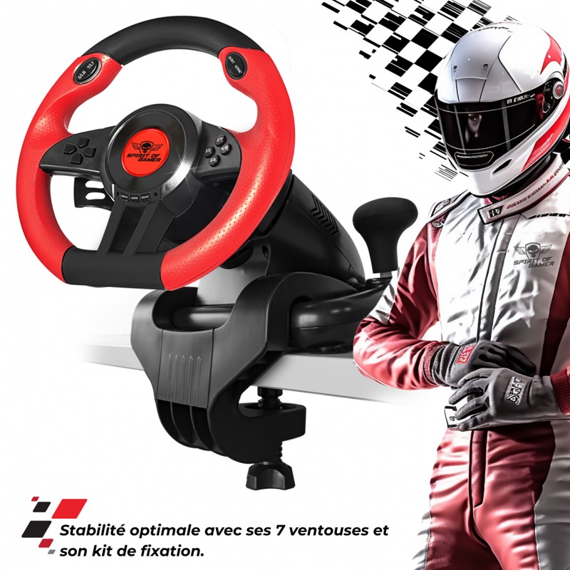 Volant De Course SPIRIT OF GAMER PRO 1 - Noir&Rouge - Image 6