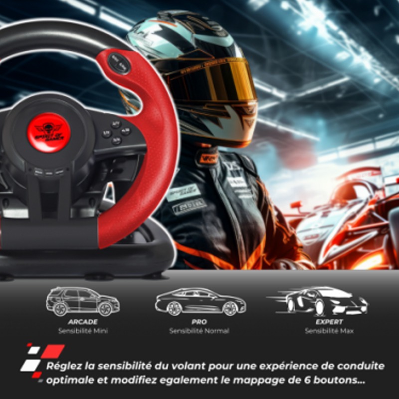 Volant De Course SPIRIT OF GAMER PRO 1 - Noir&Rouge - Image 5