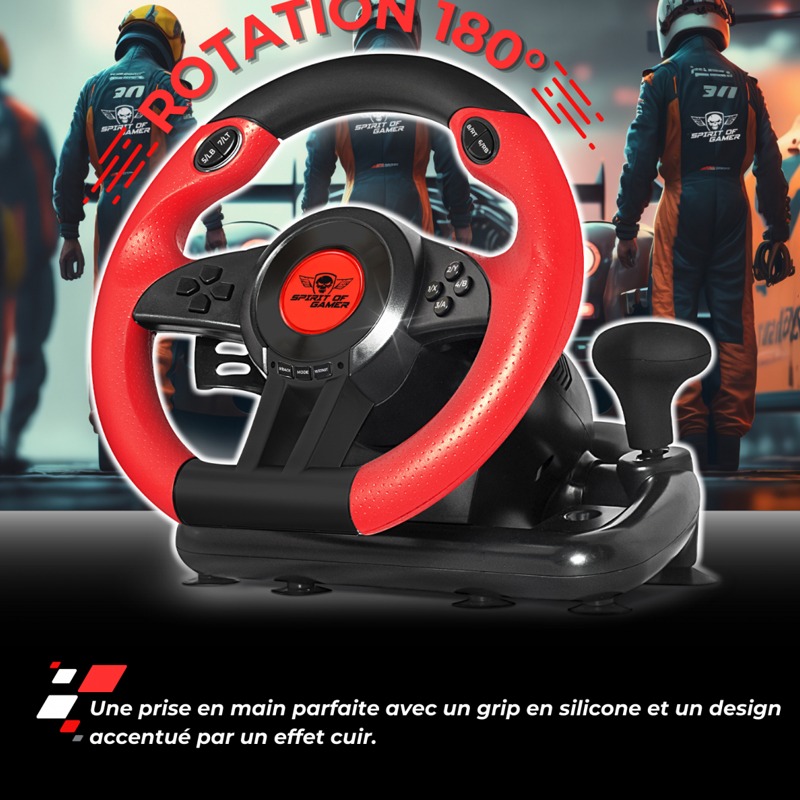 Volant De Course SPIRIT OF GAMER PRO 1 - Noir&Rouge - Image 3