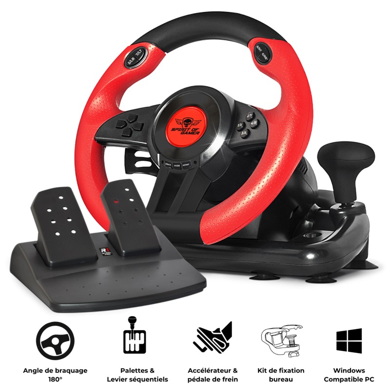 Volant De Course SPIRIT OF GAMER PRO 1 - Noir&Rouge - Image 2