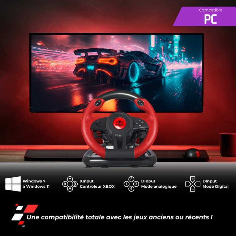 Volant De Course SPIRIT OF GAMER PRO 1 - Noir&Rouge - Image 4