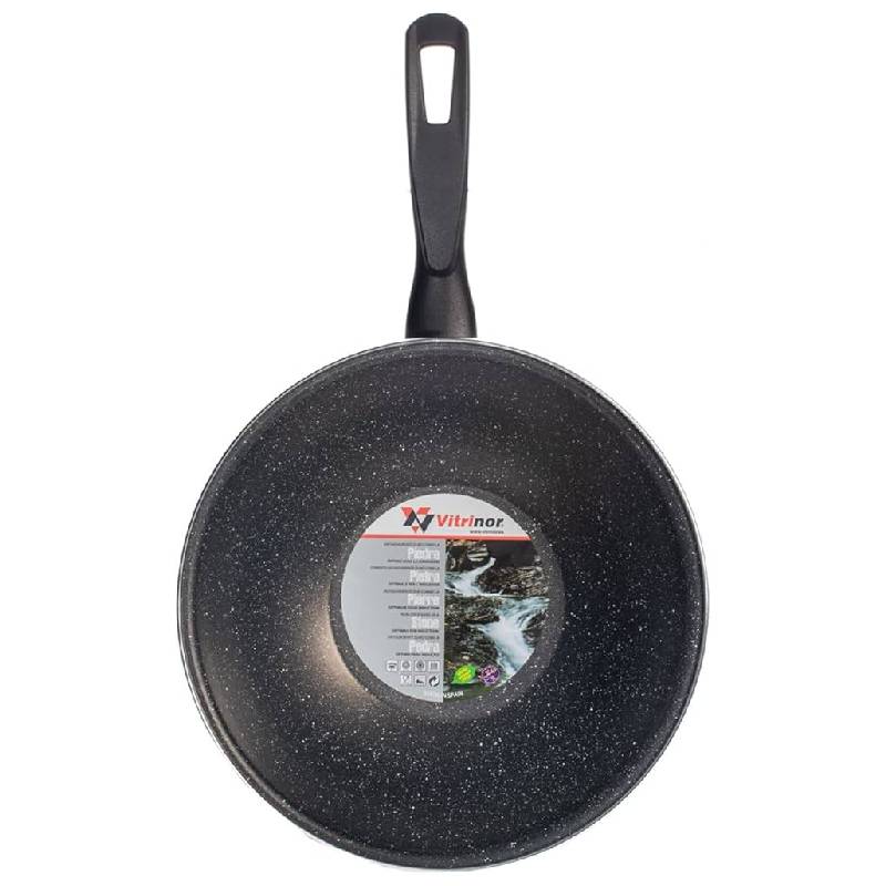 Wok Anti-adhérent VITRINOR Acier émaillé 28 cm - Noir (02108060)